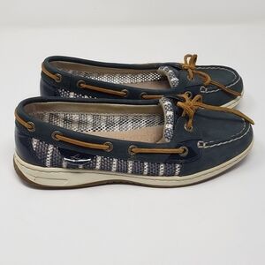 Sperry Top Sider Angelfish Navy Blue Stripe Mesh Boat Shoe Women's Sz 7.5 M